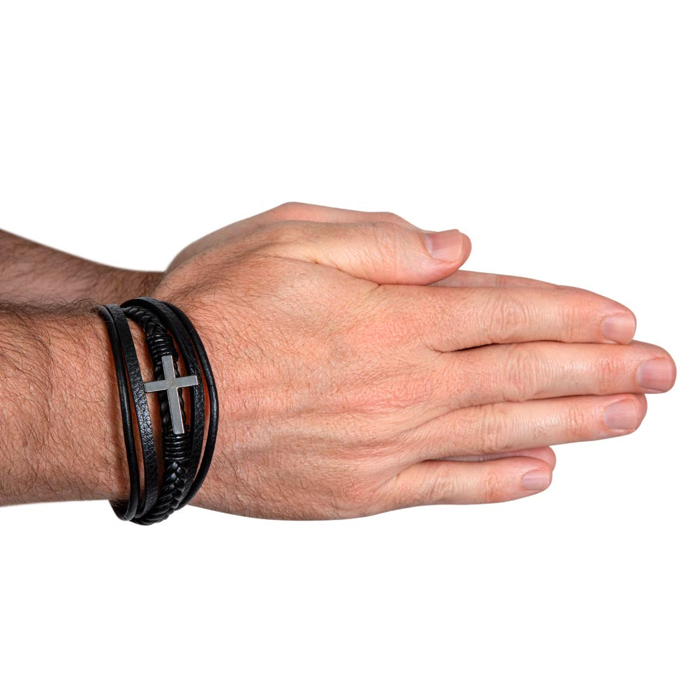 Pulsera de Cruz para Hermano Regalo Personalizado Inspirado en la Fe