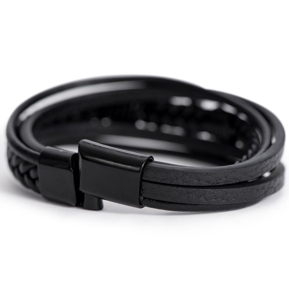 To My Grandpa Cross Leather Bracelet Faith-Inspired Personalized Gift