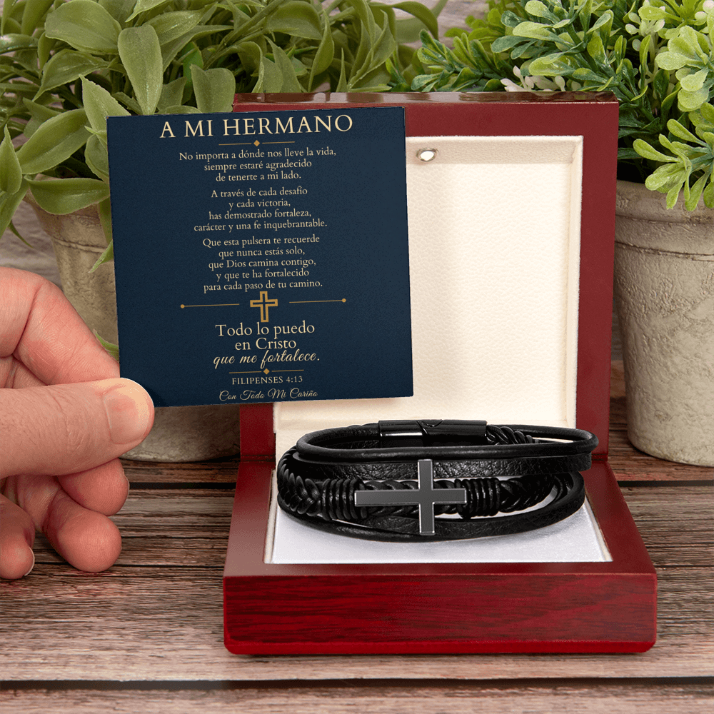 Pulsera de Cruz para Hermano Regalo Personalizado Inspirado en la Fe