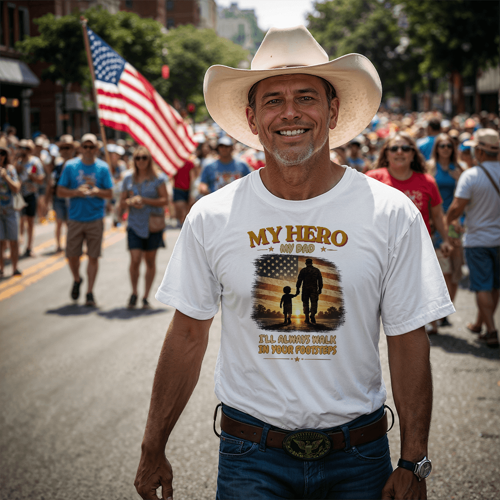 I'll Always Walk In Your Footsteps | Patriotic Dad T-Shirt | Meaningful Military Father's Day Gift