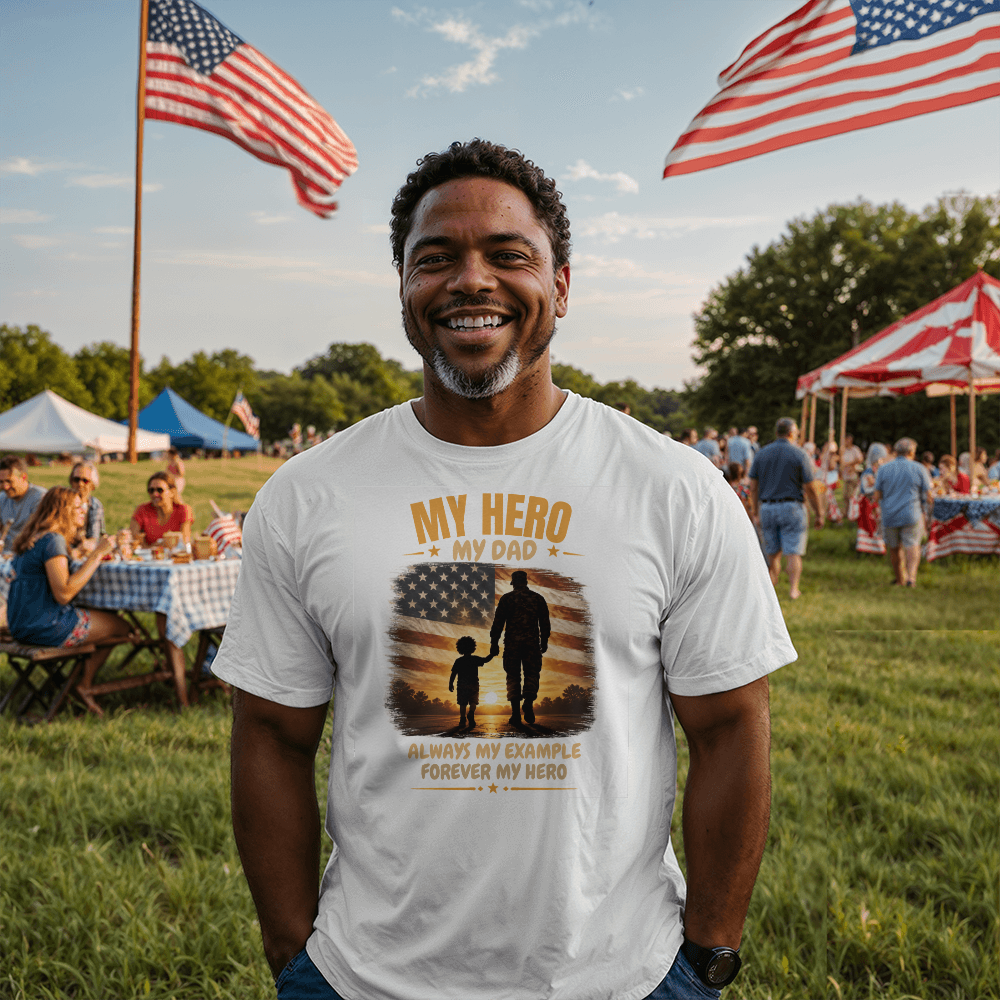 My Hero, My Dad | Patriotic Father's Day T-Shirt | Military Tribute Gift for Dad