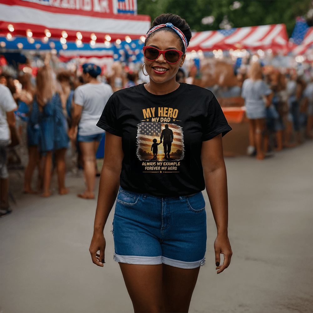 My Hero, My Dad | Patriotic Father's Day T-Shirt | Military Tribute Gift for Dad