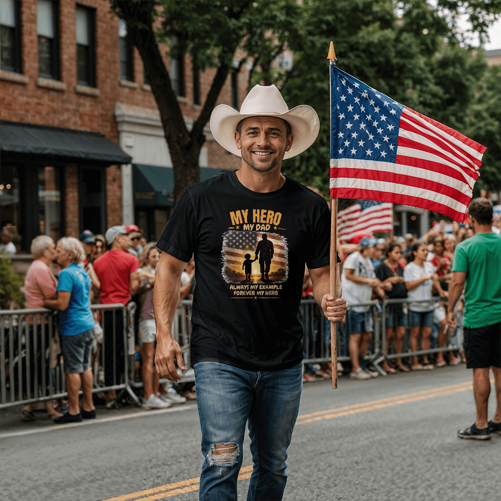 My Hero, My Dad | Patriotic Father's Day T-Shirt | Military Tribute Gift for Dad