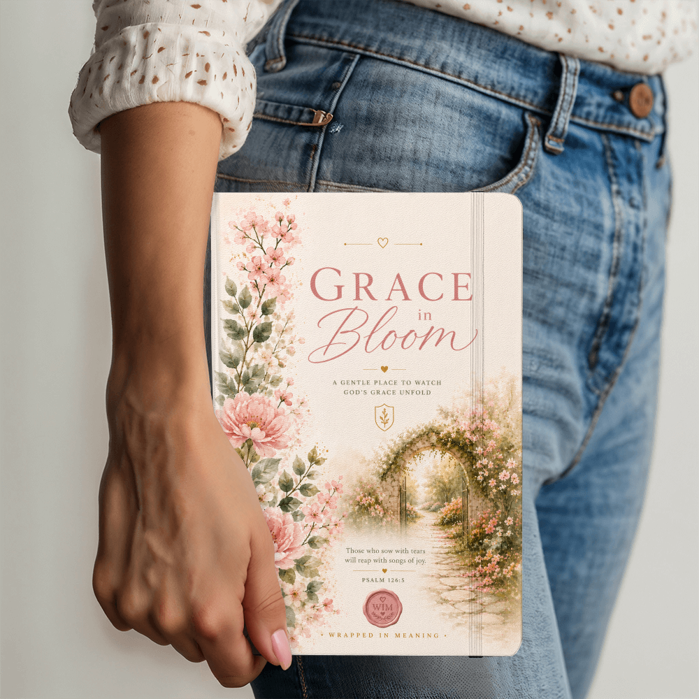 Grace in Bloom | Christian Journal | Faith-Inspired Prayer & Reflection Notebook | Psalm 126:5 | Wrapped In Meaning