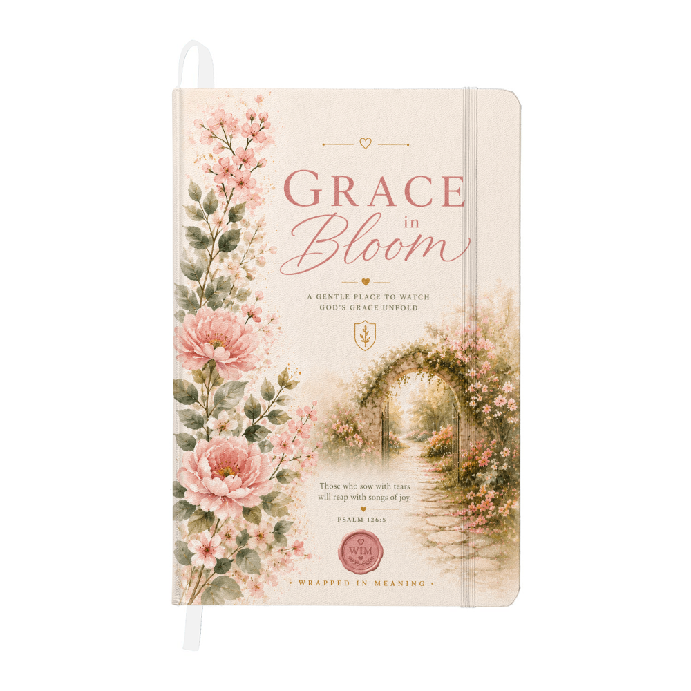 Grace in Bloom | Christian Journal | Faith-Inspired Prayer & Reflection Notebook | Psalm 126:5 | Wrapped In Meaning