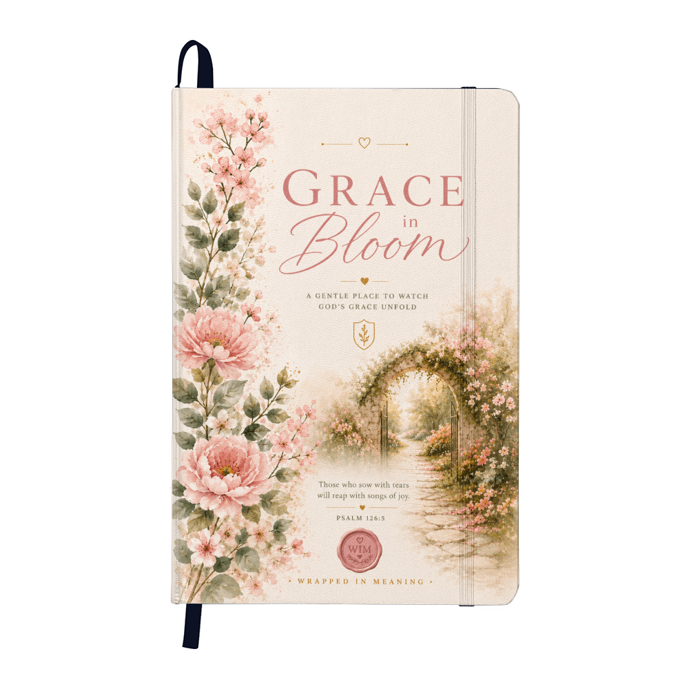 Grace in Bloom | Christian Journal | Faith-Inspired Prayer & Reflection Notebook | Psalm 126:5 | Wrapped In Meaning