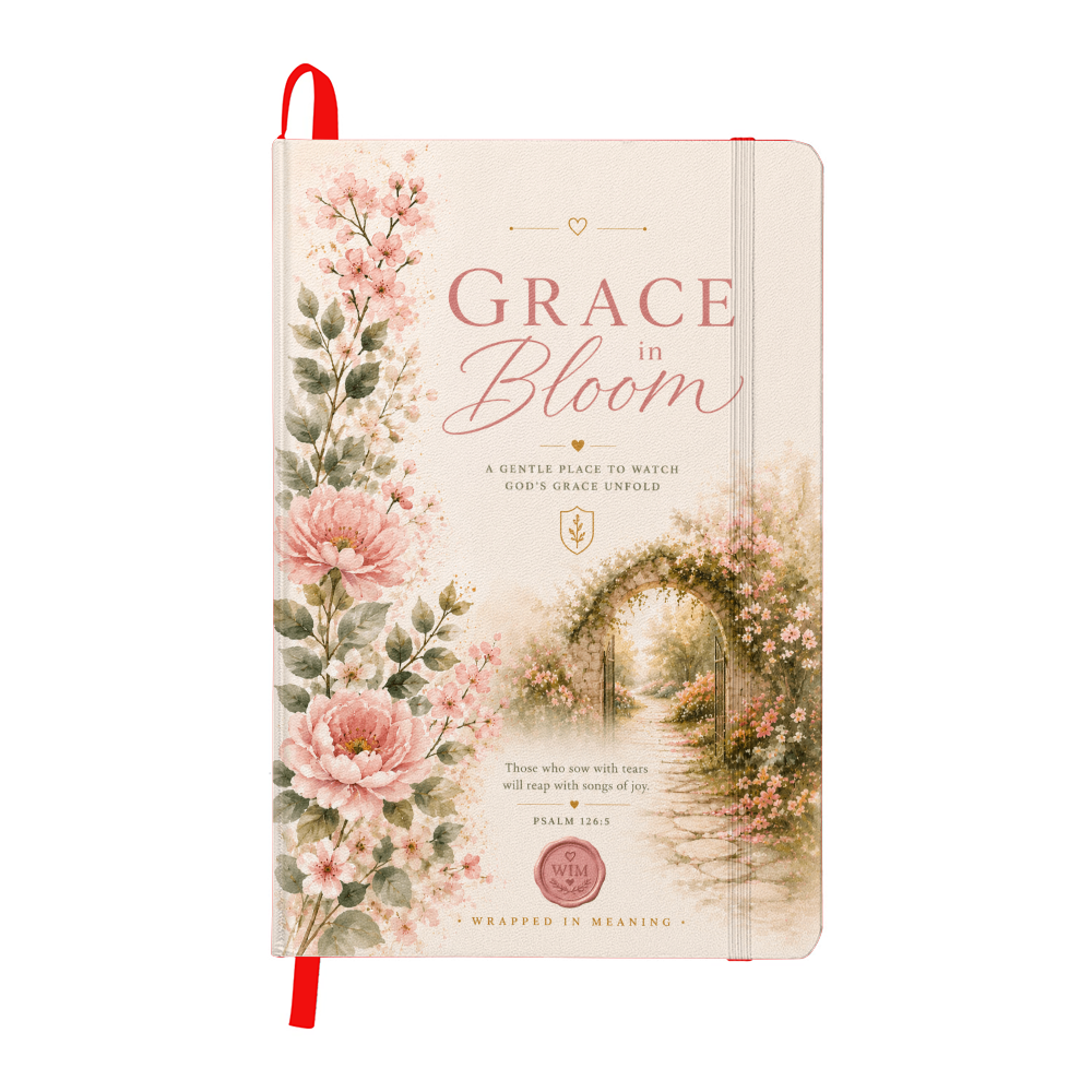 Grace in Bloom | Christian Journal | Faith-Inspired Prayer & Reflection Notebook | Psalm 126:5 | Wrapped In Meaning