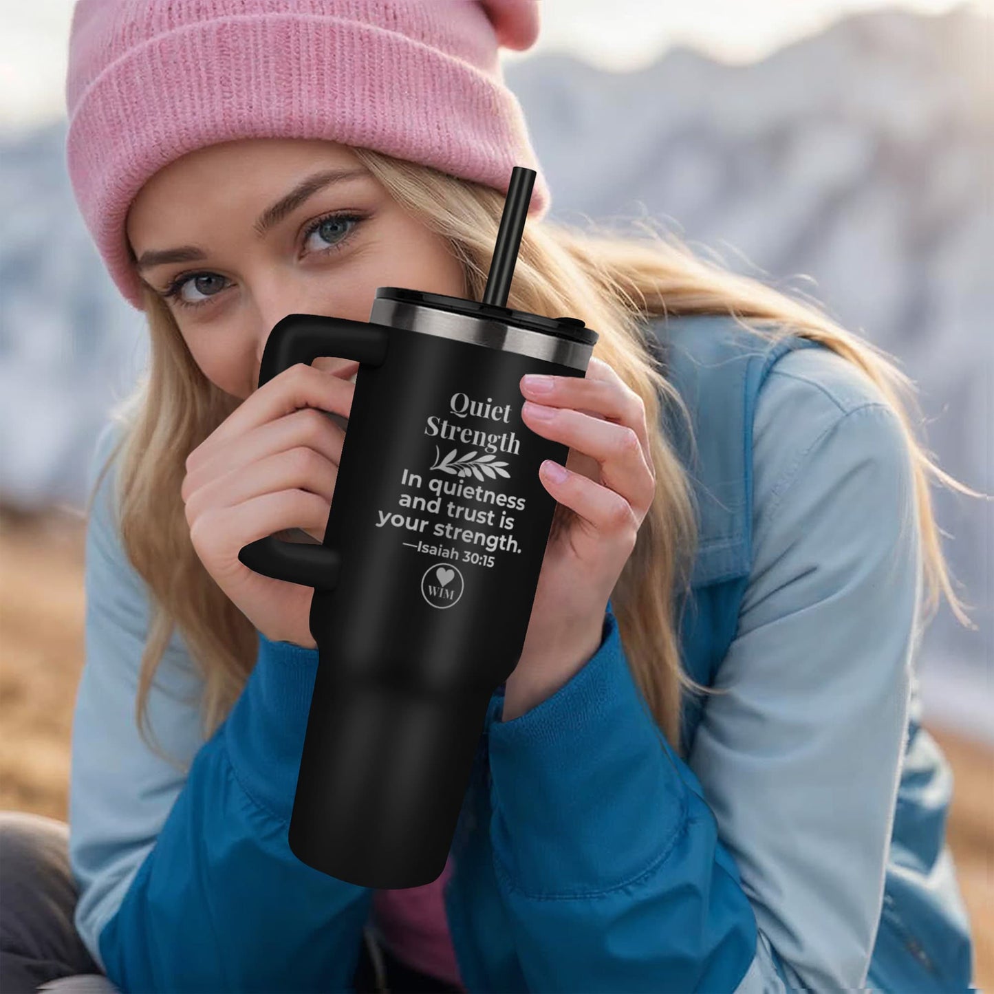 Quiet Strength | Christian 40oz Laser Engraved Tumbler | Isaiah 30:15