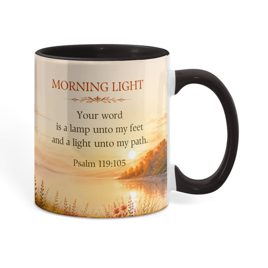 Morning Light | Christian Color Accent Mug | Psalm 119:105