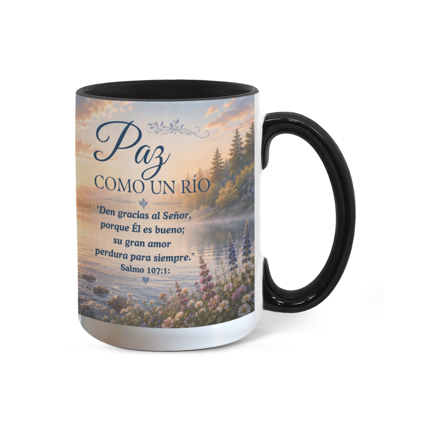 Paz Como un Río | Taza Cristiana con Acento de Color | Isaías 26:3