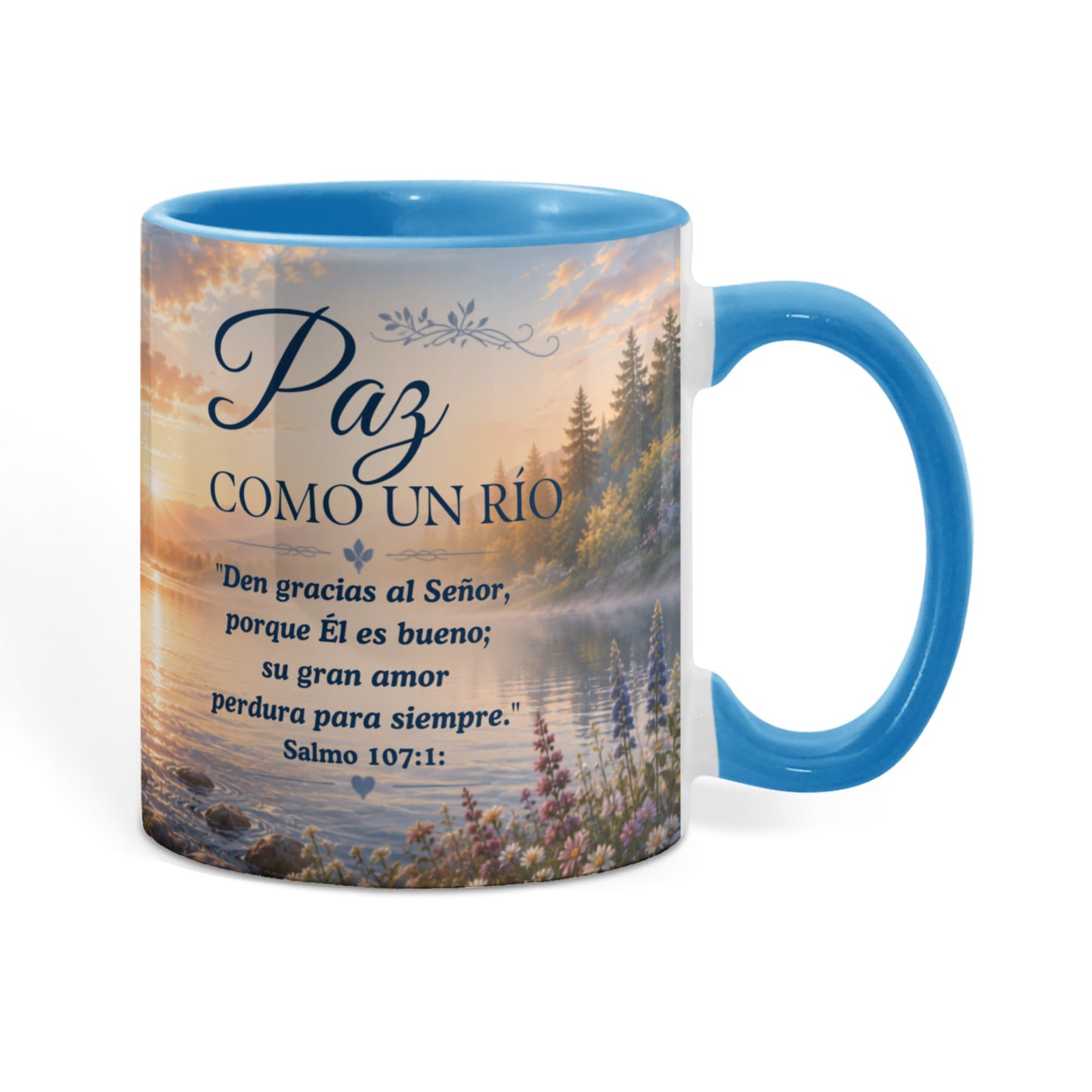 Paz Como un Río | Taza Cristiana con Acento de Color | Isaías 26:3