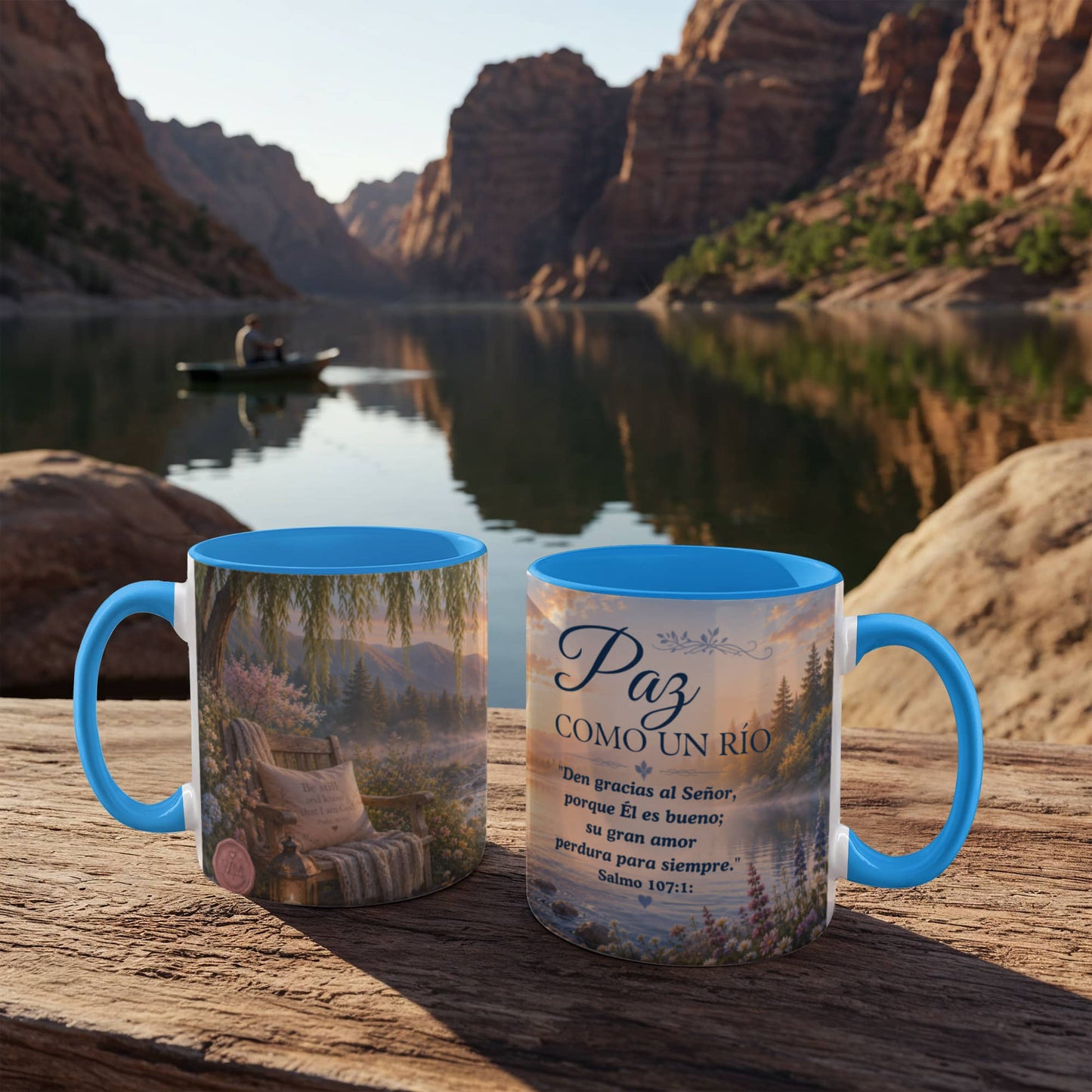 Paz Como un Río | Taza Cristiana con Acento de Color | Isaías 26:3