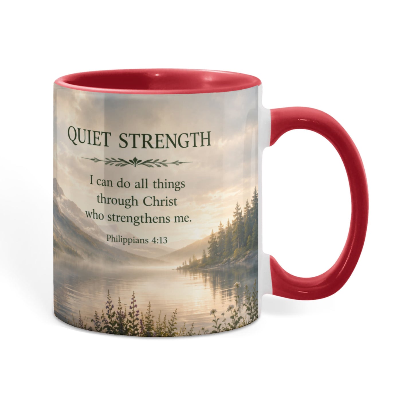 Quiet Strength | Christian Color Accent Mug | Philippians 4:13 | Faith-Inspired