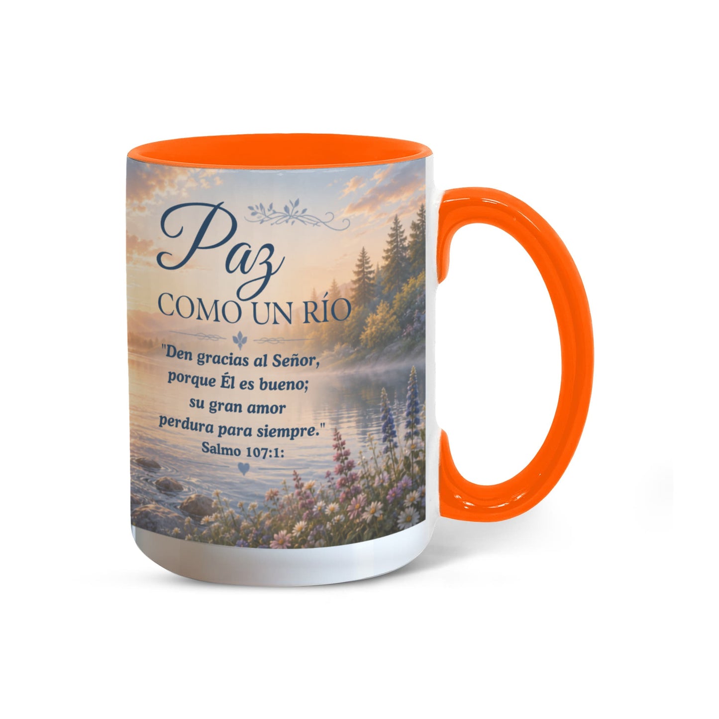 Paz Como un Río | Taza Cristiana con Acento de Color | Isaías 26:3