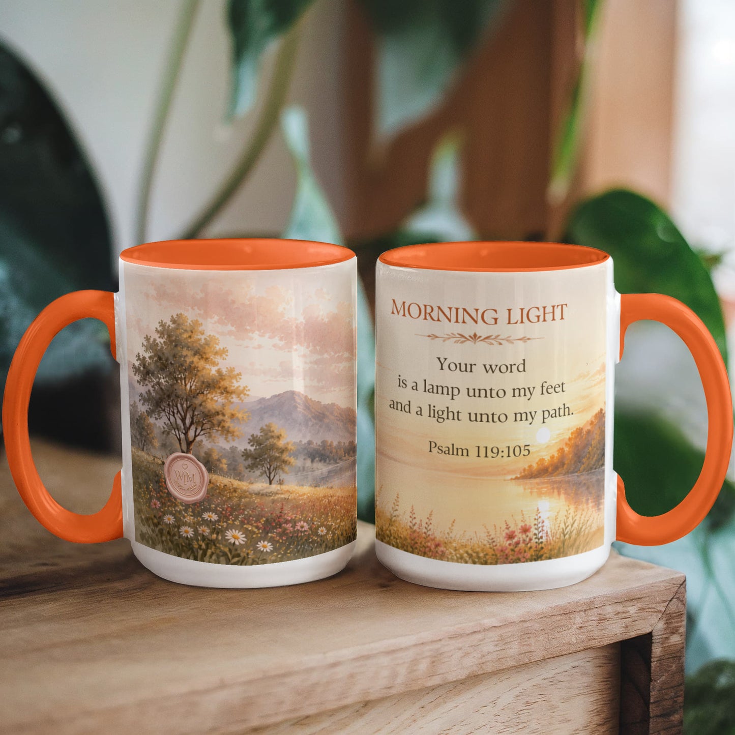 Morning Light | Christian Color Accent Mug | Psalm 119:105 | Faith-Inspired Coffee Mug | Scripture Gift | Wrapped In Meaning