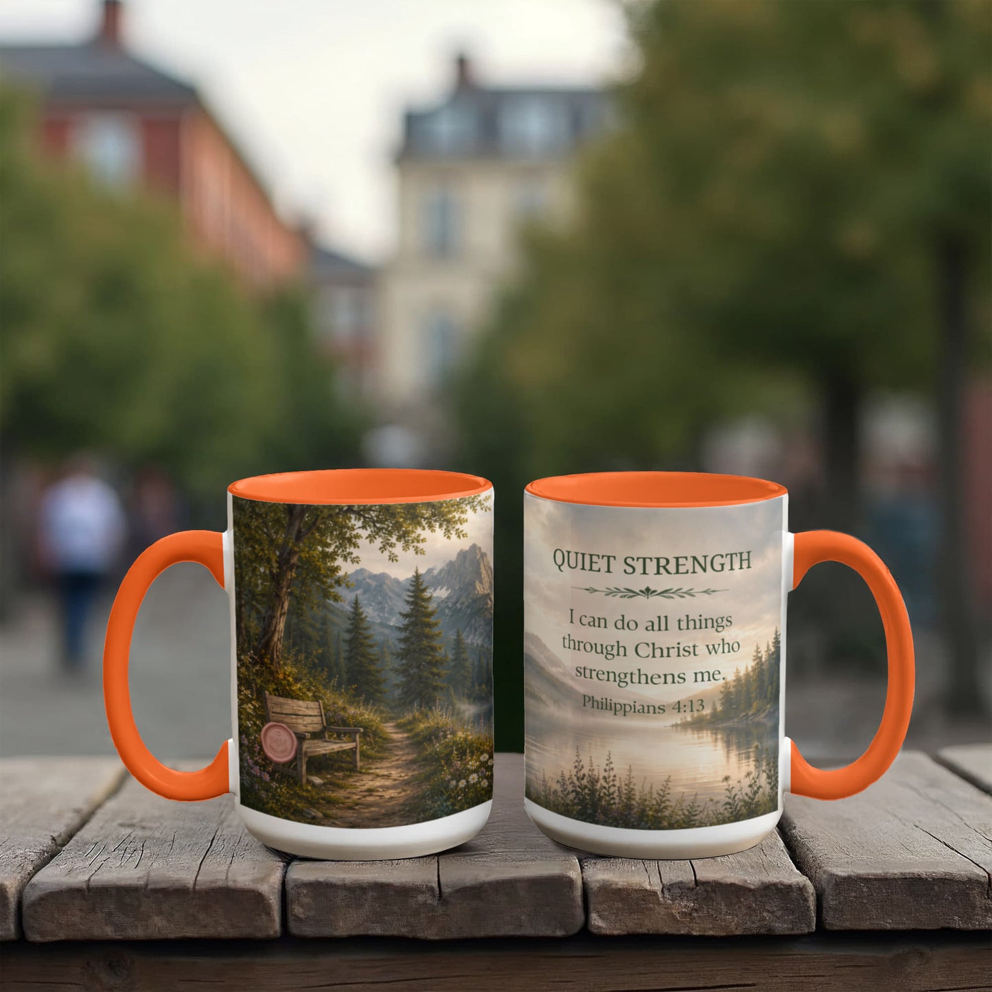 Quiet Strength | Christian Color Accent Mug | Philippians 4:13 | Faith-Inspired